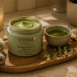 Masque Purifiant Matcha Cosm’éthique et sa texture