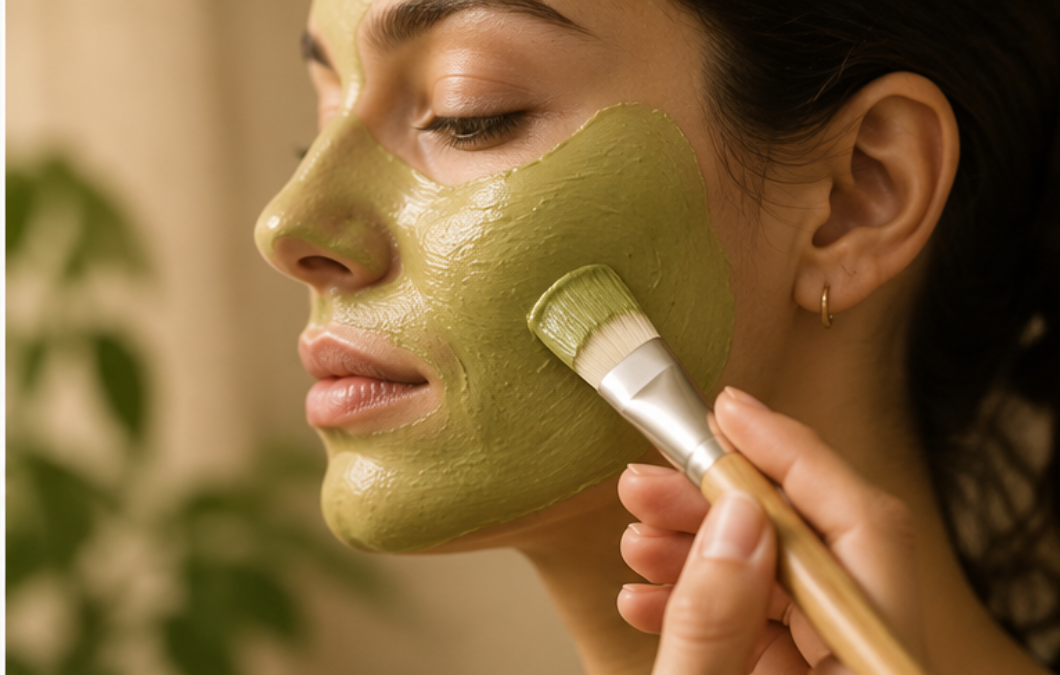Application du Masque Purifiant Matcha sur le visage