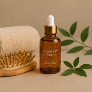 Huile et brosse en bois pour cheveux solide